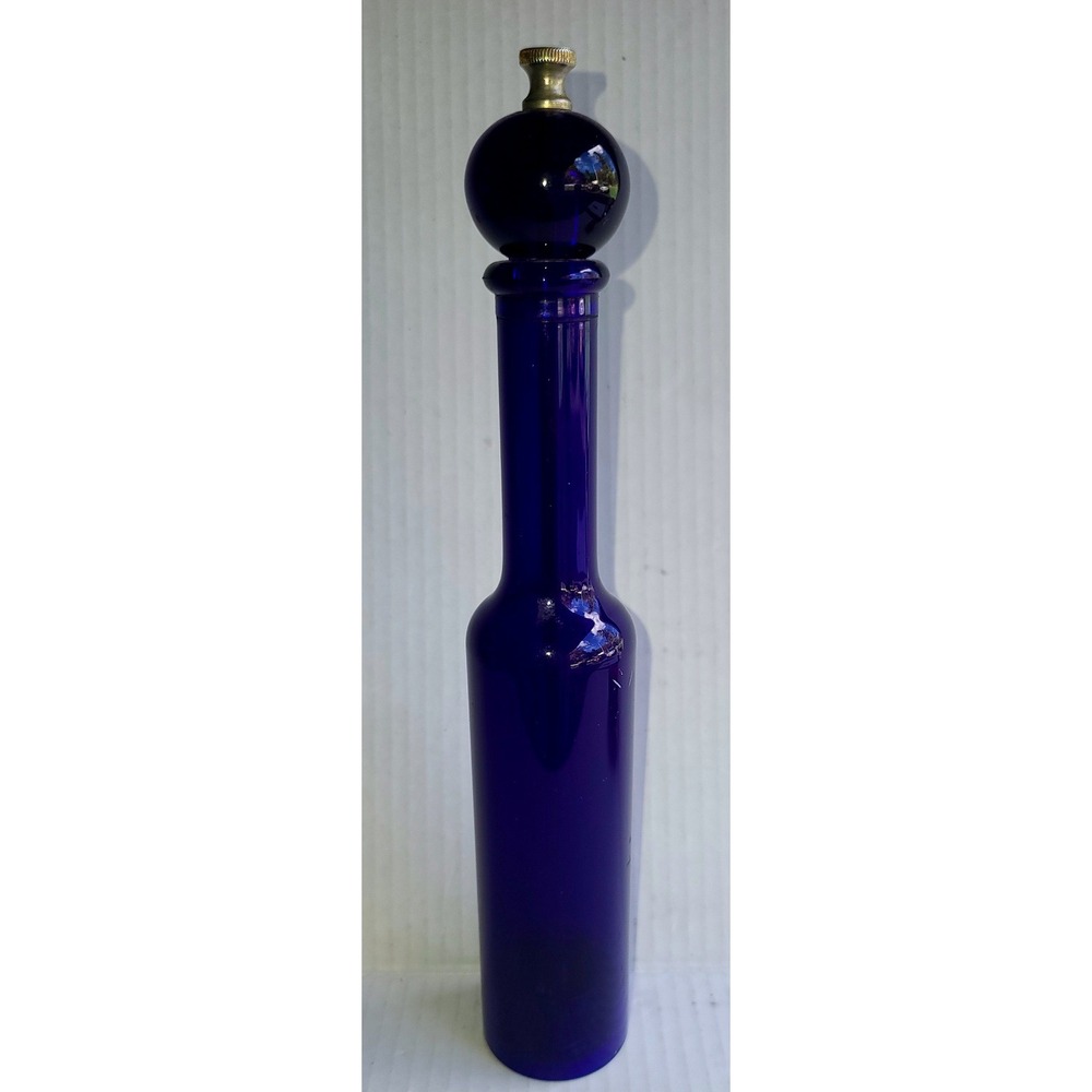 Vintage Olde Thompson Cobalt Blue Glass Pepper Mill Grinder Carbon Steel MCM